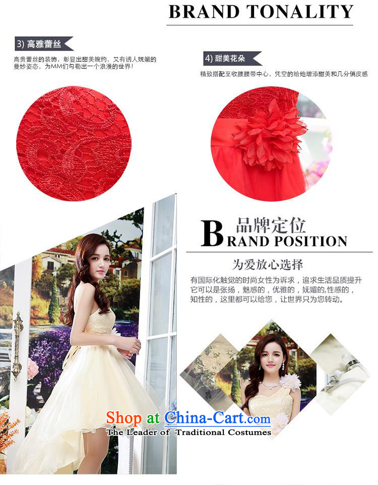 Upscale dress large red wedding dresses etiquette dress single shoulder strap lace bon bon skirt long tail princess skirt 2015 Summer new apricot L photo, prices, brand platters! The elections are supplied in the national character of distribution, so action, buy now enjoy more preferential! As soon as possible.