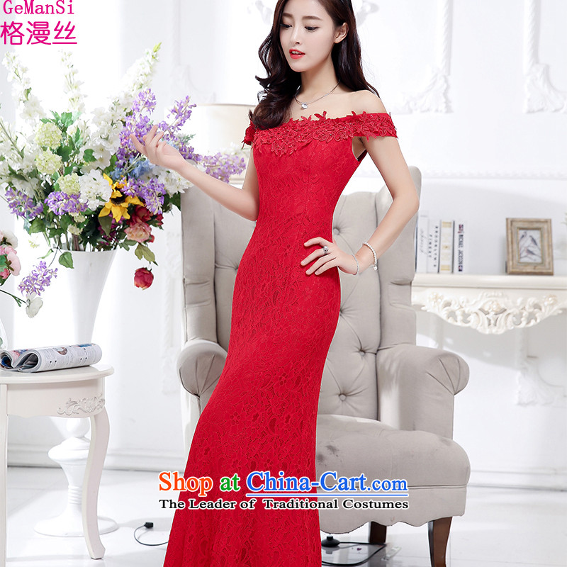 In spring and autumn 2015 GEMANSI population spread new bride wedding dress bows to red word crowsfoot dress shoulder straps long evening dresses red , L, of man (gemansi) , , , shopping on the Internet