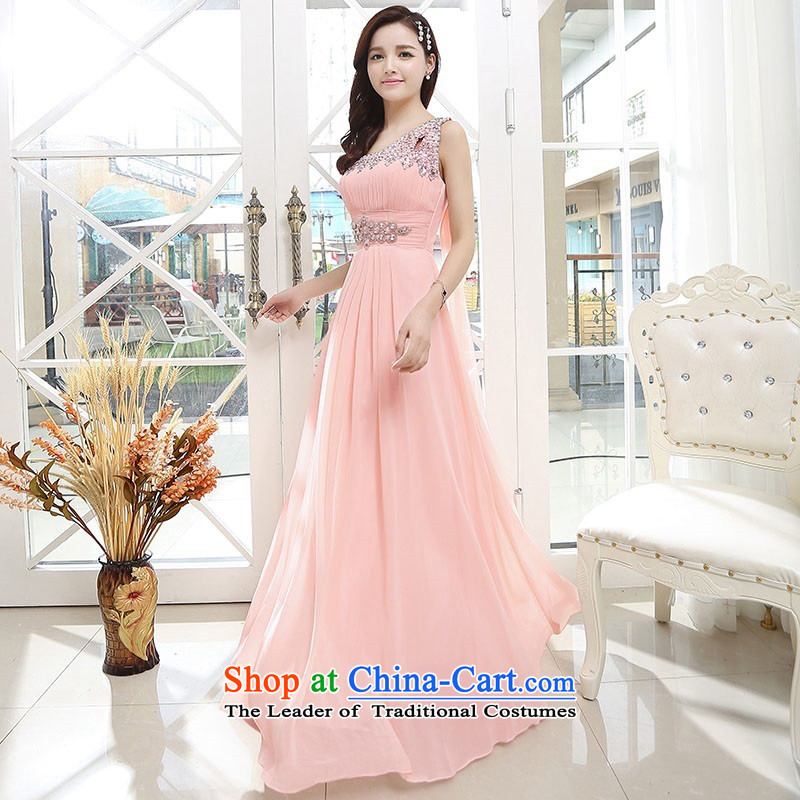 Upscale dress?Summer 2015 new ultra long skirt dress single Shoulder Strap-to-ceiling petticoats evening dresses pink?L