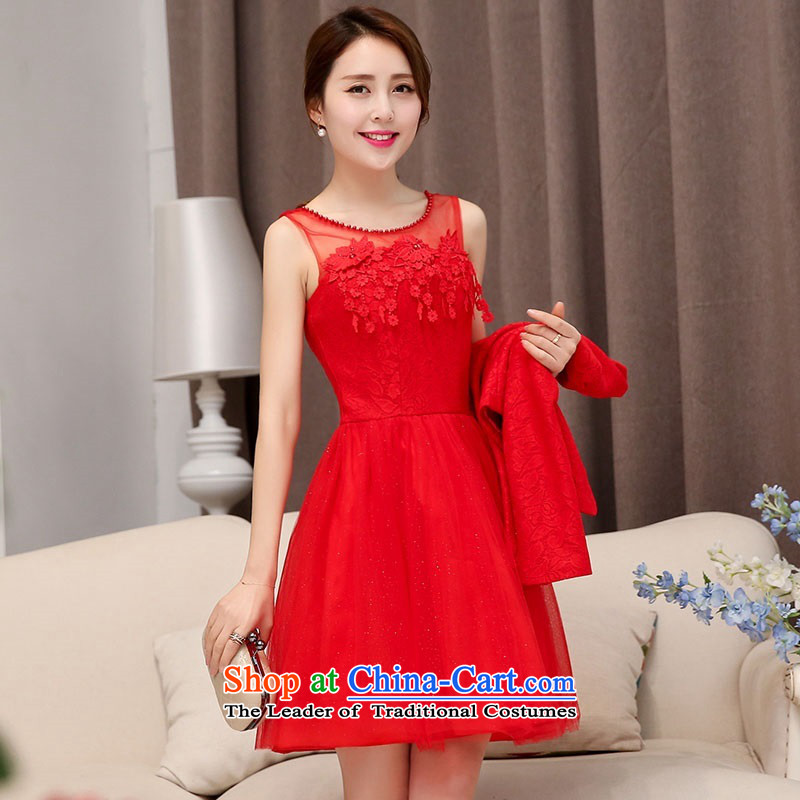 The 2015 autumn and winter Ms. new large red stylish two kits evening dresses bridal dresses Sau San Video Foutune of Princess skirts thin bon bon skirt banquet service 1 red M,uyuk,,, bows shopping on the Internet