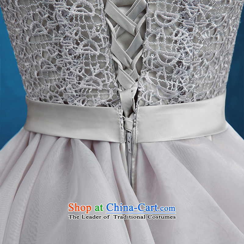 Embroidered bride 2015 winter is the new Korean short of large graphics word thin shoulders bride banquet dinner dress light gray shipment, S suzhou embroidery bride shopping on the Internet has been pressed.