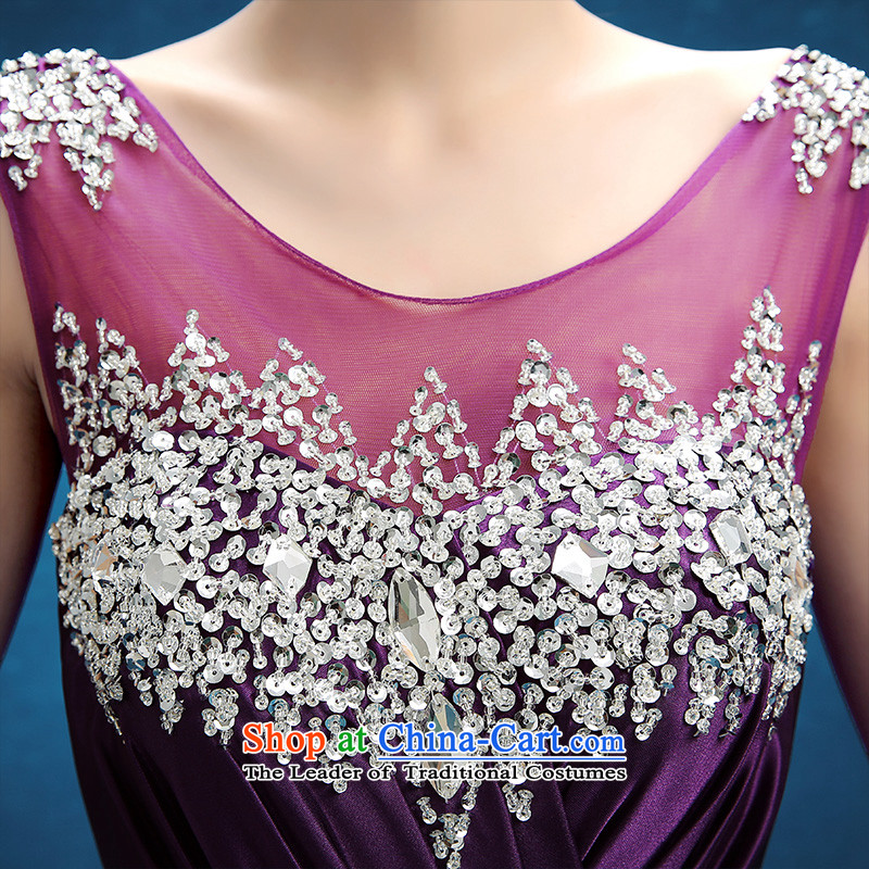 Embroidered brides is 2015 autumn and winter new Korean version of Word will shoulder the bride banquet evening dresses purple shipment, S suzhou embroidery bride shopping on the Internet has been pressed.