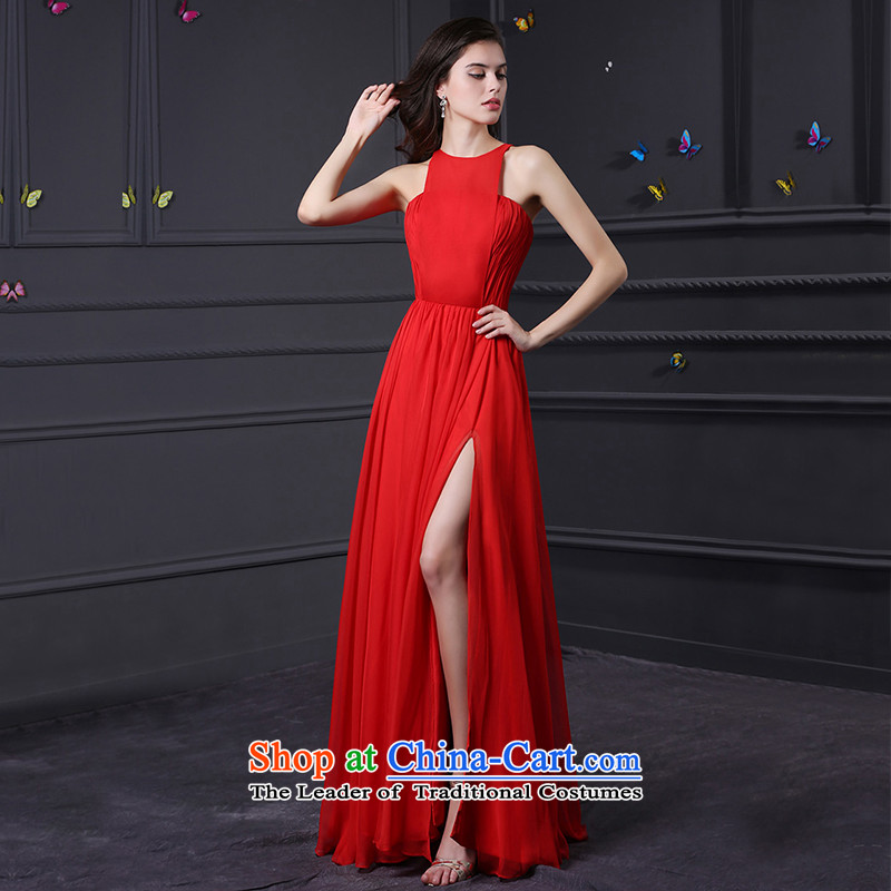 Custom dresses dressilyme 2015 new red emulation population chiffon hang on the forklift truck must also release a reception party wedding dresses party red?XXL