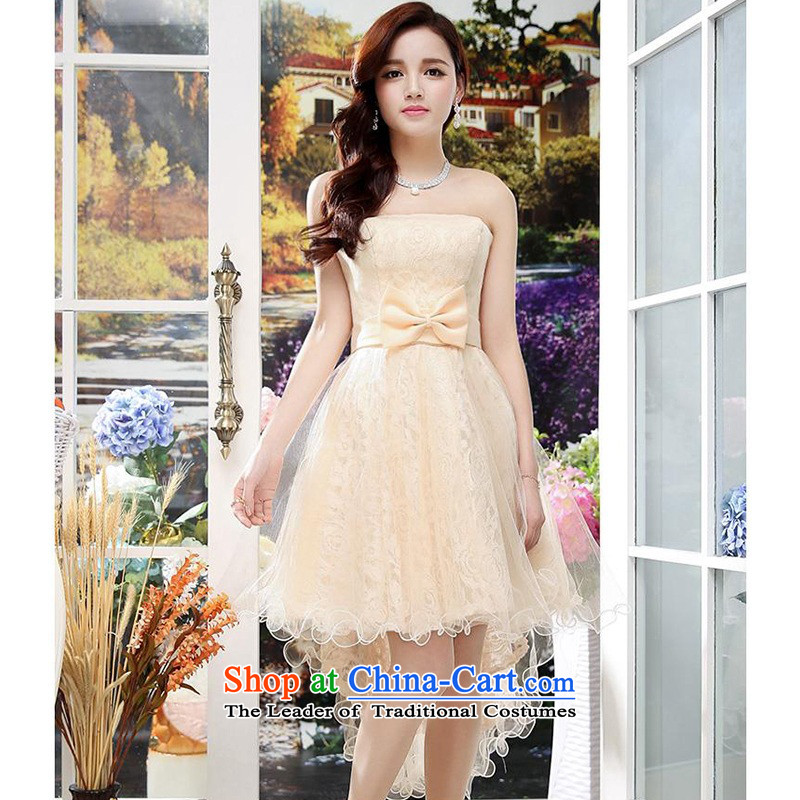 Upscale dress 2015 Summer new anointed chest dresses Dress Short long after the former bon bon skirt wrapped scoops gentlewoman wedding dress in Long Purple S,uyuk,,, shopping on the Internet