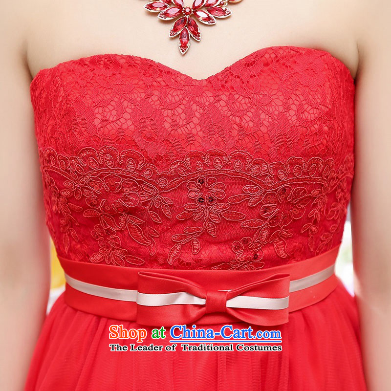 Upscale dress wiping the chest dresses dress Summer 2015 new wrapped chest lace bon bon skirt bridesmaid princess skirt banquet wedding dress red L,uyuk,,, shopping on the Internet