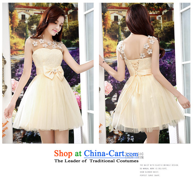 Upscale dress lace round-neck collar dresses sleeveless dress bon bon skirt 2015 Summer New flower bud skirt wedding dress bridesmaid skirt princess apricot L photo, prices, brand platters! The elections are supplied in the national character of distribution, so action, buy now enjoy more preferential! As soon as possible.