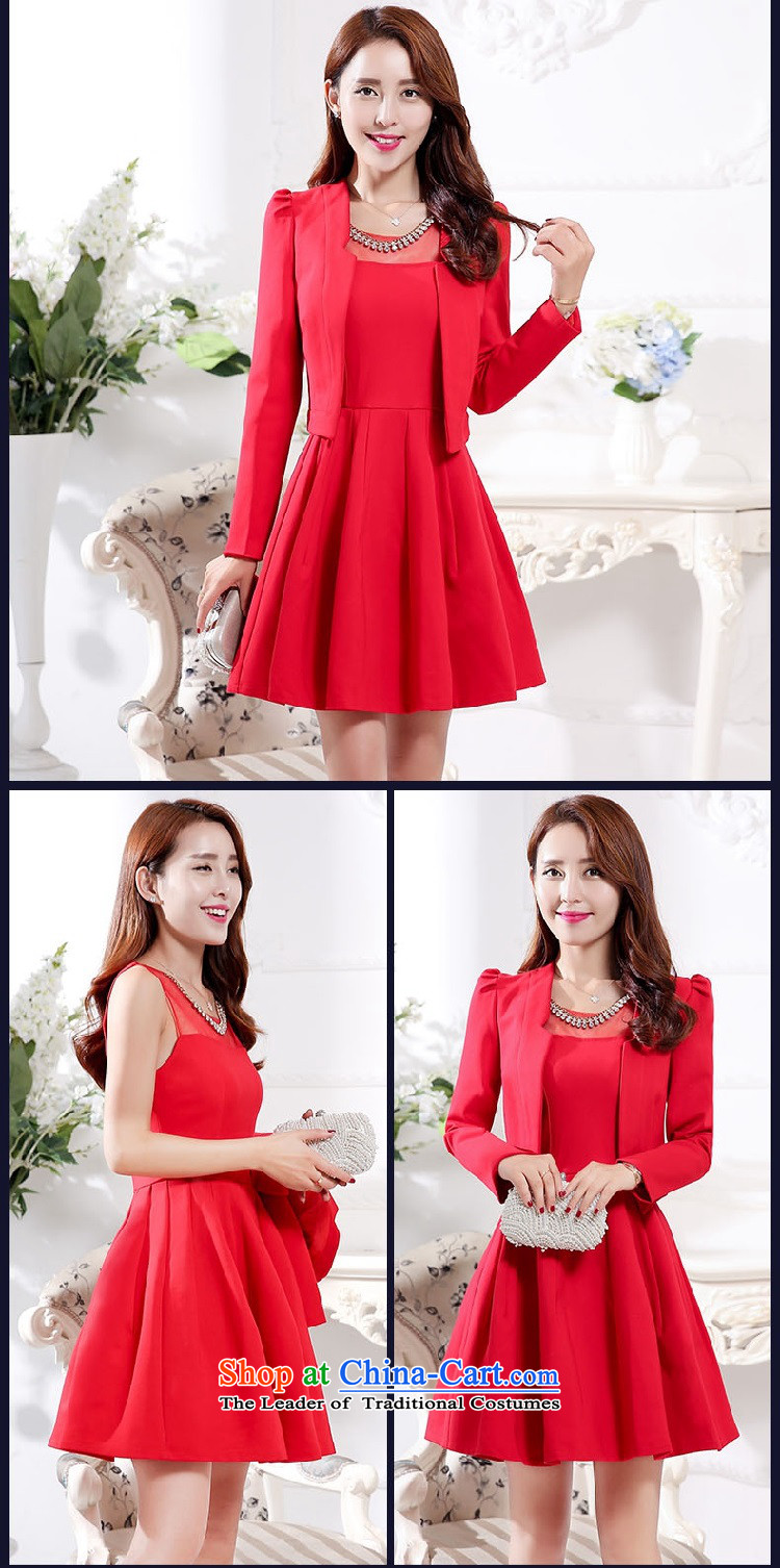 2015 Autumn and Winter Ms. new large red in the medium to long term of European root of two kits bridal dresses video thin banquet service 