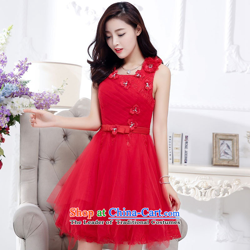 2015 Autumn and Winter, noble and elegant lace dresses bridal services in evening dress long temperament lady flowers adorned thin graphics Sau San Princess skirt bon bon skirt red L,uyuk,,, shopping on the Internet