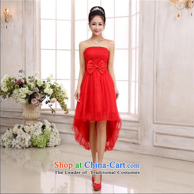 As Korean version 2015 on new marriages bows services bridesmaid red lace wiping the chest after short long short skirts dresses small red short) on risk has been pressed XL, online shopping