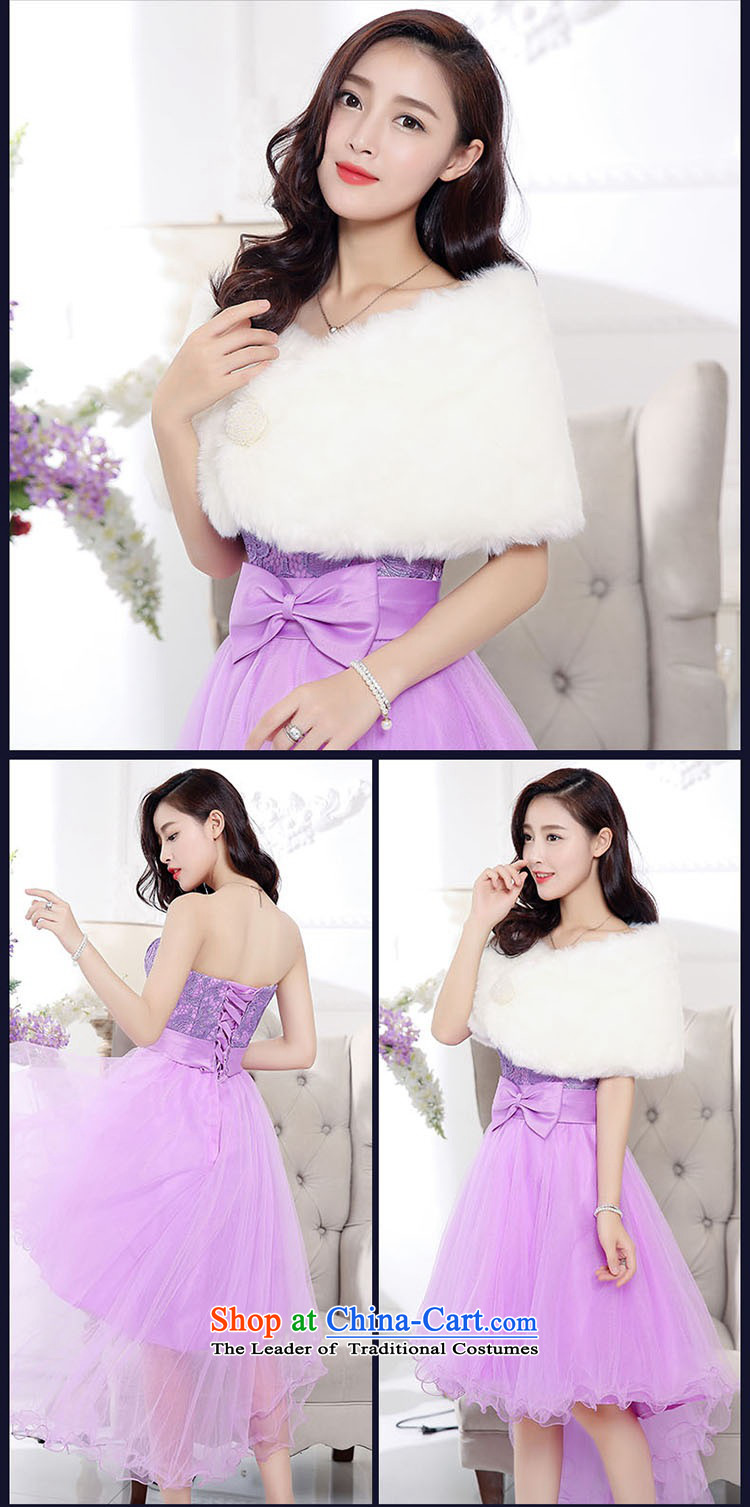 2015 Autumn and winter new temperament gentlewoman anointed chest lace dresses evening dresses Sau San video thin foutune gauze stitching bon bon skirt rabbit hair shawl two kits princess skirt purple L picture, prices, brand platters! The elections are supplied in the national character of distribution, so action, buy now enjoy more preferential! As soon as possible.