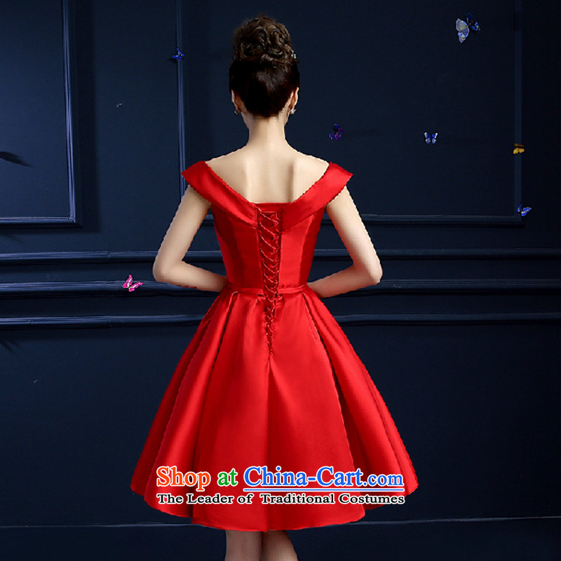 Yong-yeon and 2015 new bride Summer Wedding dress red word   shoulder evening dress short, banquet XXL, red and Yim-yong , , , shopping on the Internet