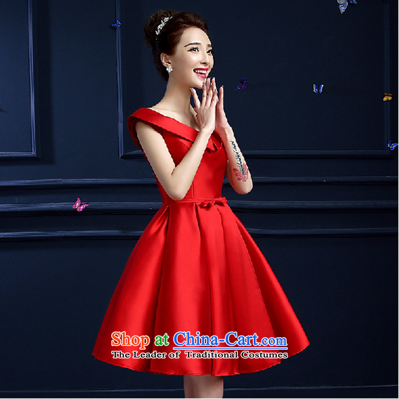 Yong-yeon and 2015 new bride Summer Wedding dress red word   shoulder evening dress short, banquet XXL, red and Yim-yong , , , shopping on the Internet