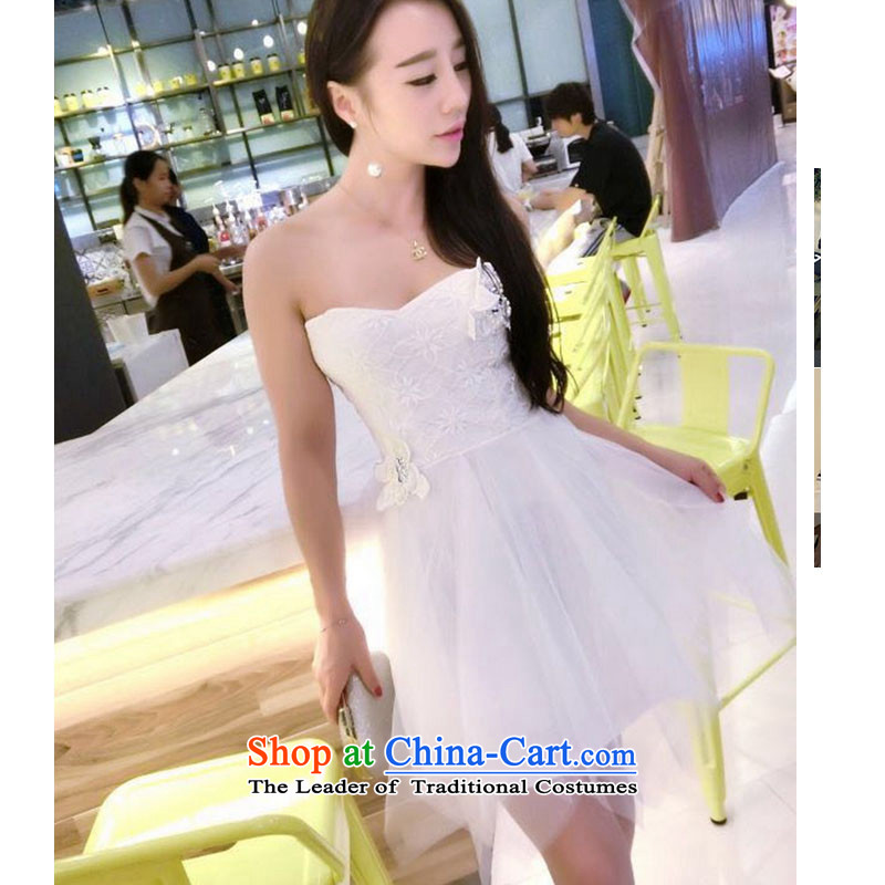 Carty, 2015 Autumn Night Club, new Western sexy Chest Flower large bon bon small dress wiping the chest skirt dresses F6113 white are code, Kati KADIFU () , , , shopping on the Internet
