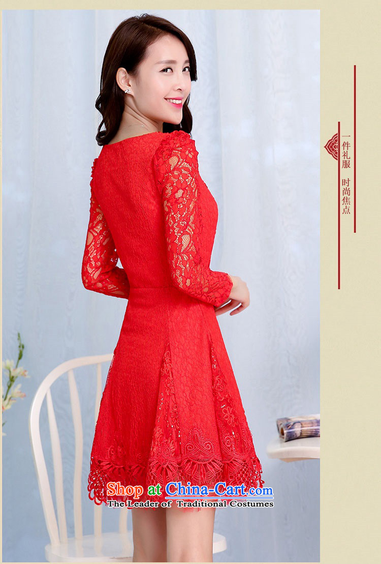 2015 Autumn and Winter Ms. new waves of sexy V-Neck long-sleeved red bridal dresses dress Sau San foutune bow tie bows to the Princess Bride Skirts 1 RED M picture, prices, brand platters! The elections are supplied in the national character of distribution, so action, buy now enjoy more preferential! As soon as possible.