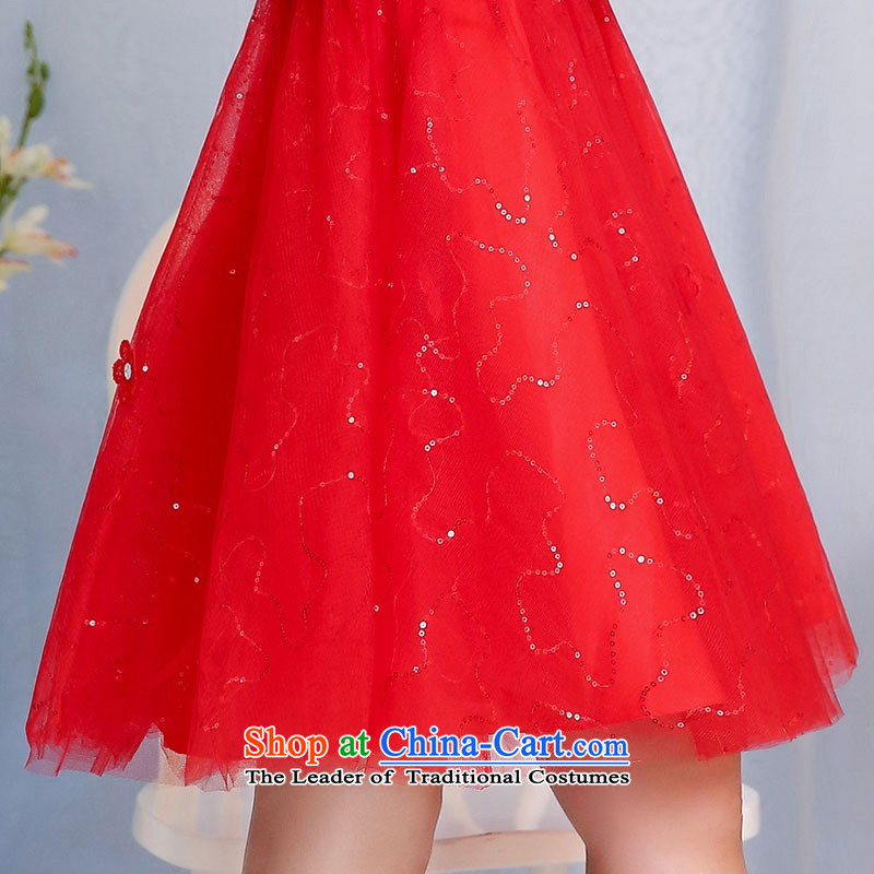 2015 Autumn and Winter Ms. new large red bridal dresses two kits evening dress the yarn round-neck collar flowers adorned in long skirt Princess Bride skirt 1 red XXXL,UYUK,,, shopping on the Internet