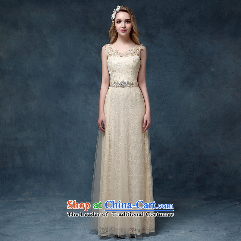 According to Lin Sha evening dresses bride stylish new 2015 Marriage bridesmaid dress banquet bows long service Sau San champagne color champagne colorXXL
