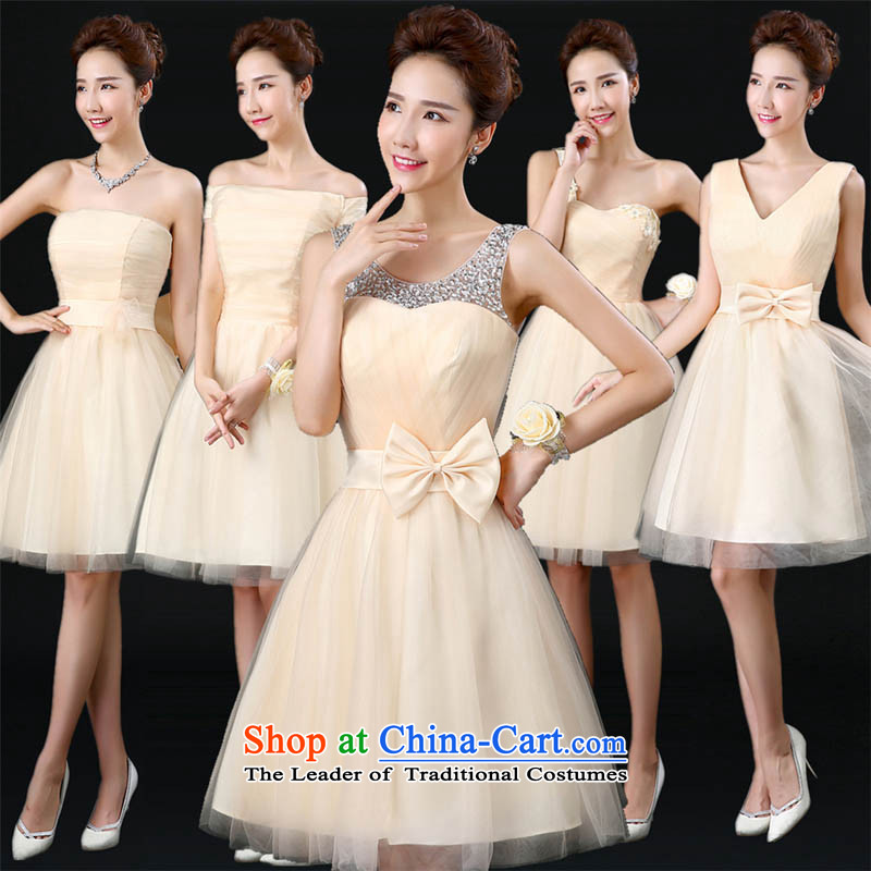 Tim hates makeup and flagship store bridesmaid Dress Short of dress and sisters in 2015 winter Chorus will new small dress bridesmaid mission champagne color bridesmaid skirt F03 E) wrist flower S, Tim hates makeup and shopping on the Internet has been pressed.