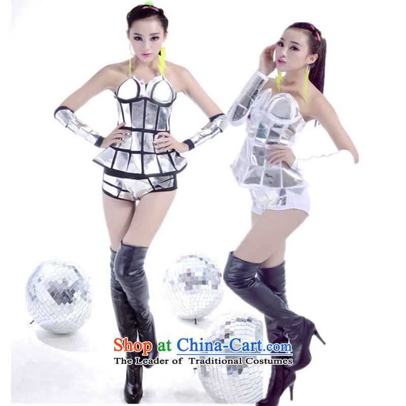 The new Europe and the new 2015 stylish singer services and sexy courage null ds costumes dj jazz services Stage Costume sexy Kit DS costumes are silver code