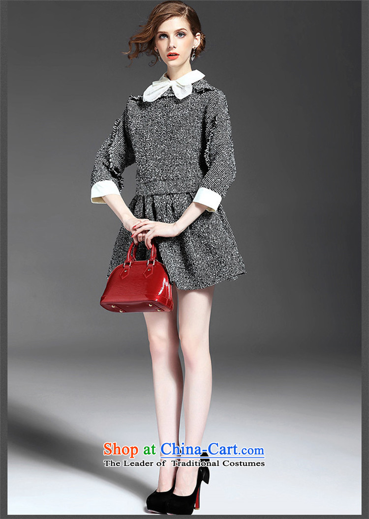 Maria di America 2015 MARDILE new round-neck collar Bow Tie 7 coarse wool terylene cuff jacket temperament body short skirt kit gray M picture, prices, brand platters! The elections are supplied in the national character of distribution, so action, buy now enjoy more preferential! As soon as possible.