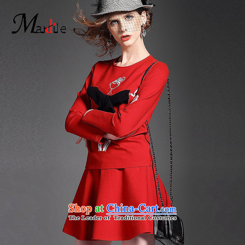 Maria di America 2015 MARDILE new trendy casual comfortable clothes for the stamp in the folds half skirt Kit , L, Mary autumn female Red (MARDILE Mr Dagnall) , , , shopping on the Internet