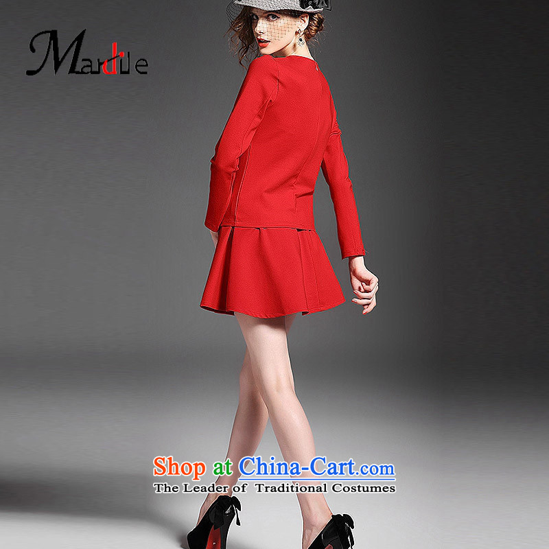 Maria di America 2015 MARDILE new trendy casual comfortable clothes for the stamp in the folds half skirt Kit , L, Mary autumn female Red (MARDILE Mr Dagnall) , , , shopping on the Internet