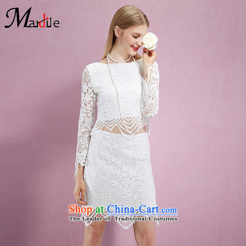 Maria di America? 2015 MARDILE autumn and winter wild long-sleeved shirt solid color skirt kit comfortable and stylish two kits White?M