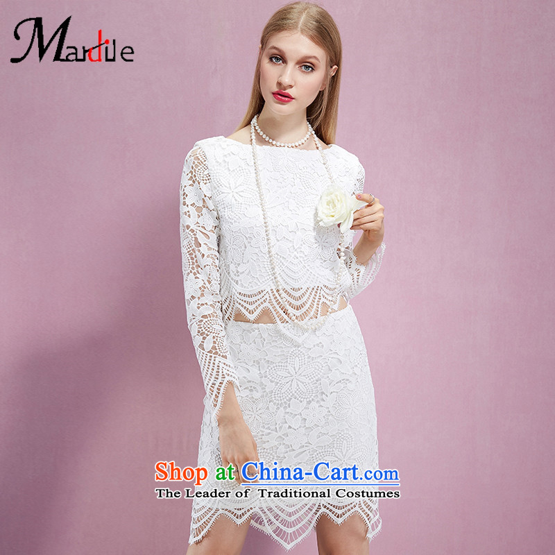 Maria di America  2015 MARDILE autumn and winter wild long-sleeved shirt solid color skirt kit comfortable and stylish two kits White M Princess Di America (MARDILE) , , , shopping on the Internet