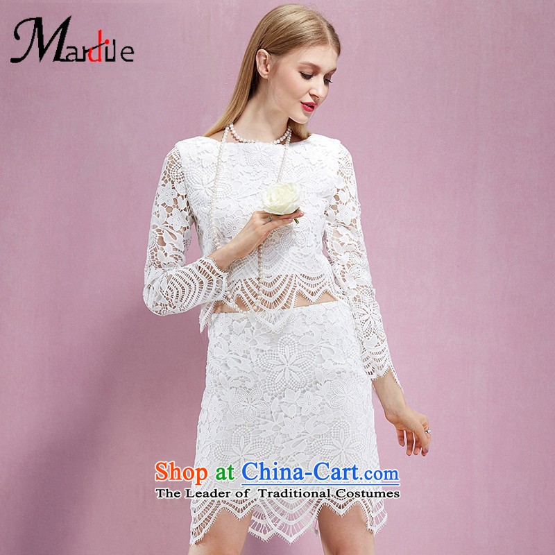 Maria di America  2015 MARDILE autumn and winter wild long-sleeved shirt solid color skirt kit comfortable and stylish two kits White M Princess Di America (MARDILE) , , , shopping on the Internet