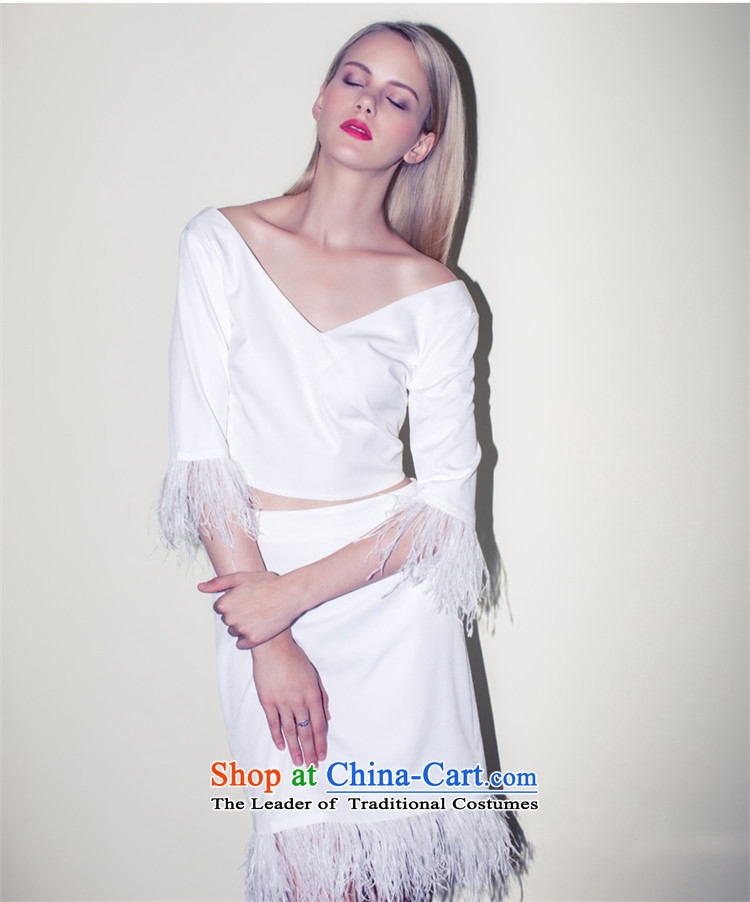 Maria di America  2015 MARDILE autumn and winter stylish edging deep V sexy women clothes in wild skirt two kits white L picture, prices, brand platters! The elections are supplied in the national character of distribution, so action, buy now enjoy more preferential! As soon as possible.