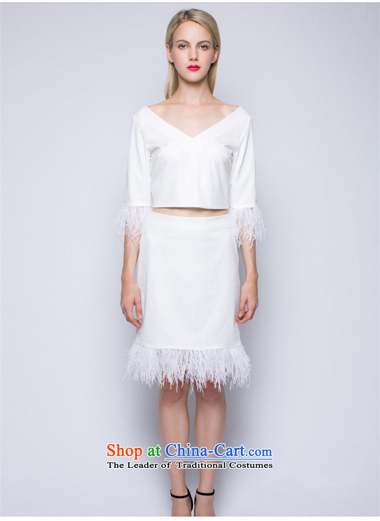 Maria di America  2015 MARDILE autumn and winter stylish edging deep V sexy women clothes in wild skirt two kits white L picture, prices, brand platters! The elections are supplied in the national character of distribution, so action, buy now enjoy more preferential! As soon as possible.