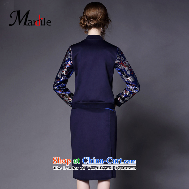 Maria di America 2015 MARDILE autumn and winter new women's two kits temperament gentlewoman trendy and comfortable blue skirt XL, Princess Di America (MARDILE) , , , shopping on the Internet