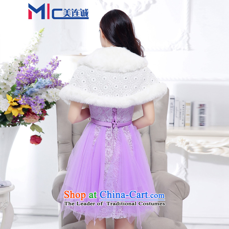 Mei Lin Shing 2015 new Korean bon bon skirt dresses dress bride sweet Bow Tie Foutune of skirt light purple , L, Mei Lin Shing Shopping on the Internet has been pressed.