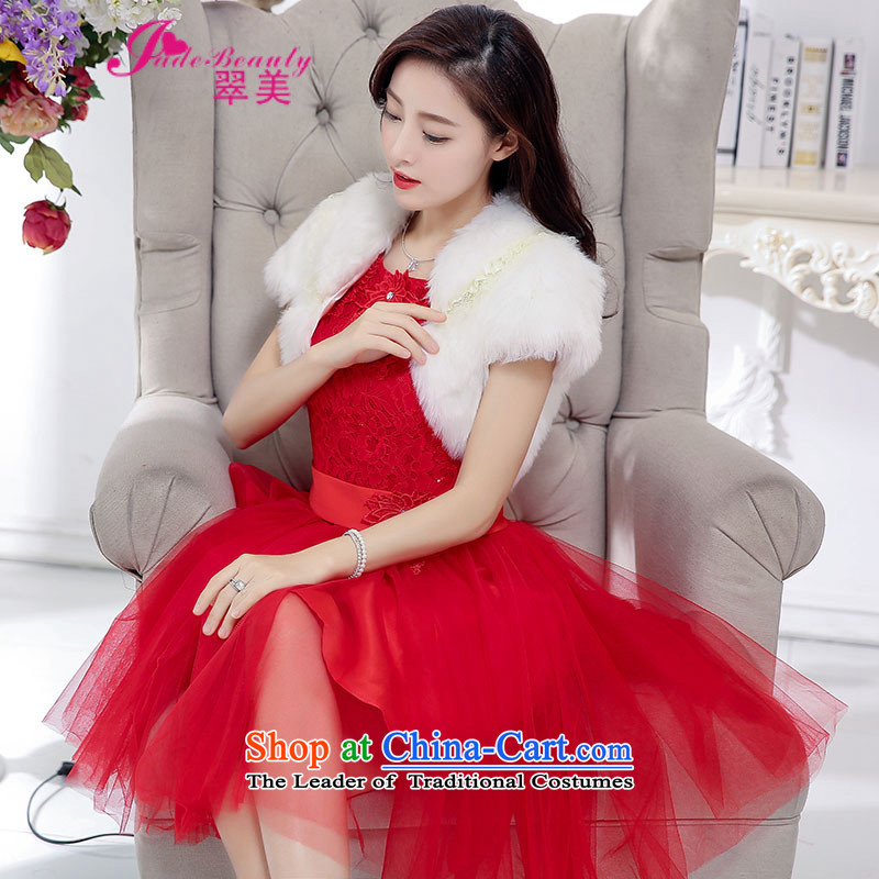 The Hong Kong 2015 autumn and winter evening dress bride wedding dress red bows to large service bridesmaid long-sleeved blouses and rice white flowers, L, Butterfly Ting (HUADIETING) , , , shopping on the Internet