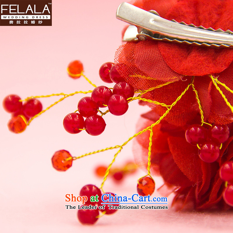 Ferrara 2015 new bride Head Ornaments pearl white_red flower irrepressible wedding accessories accessories Head Ornaments Red 1