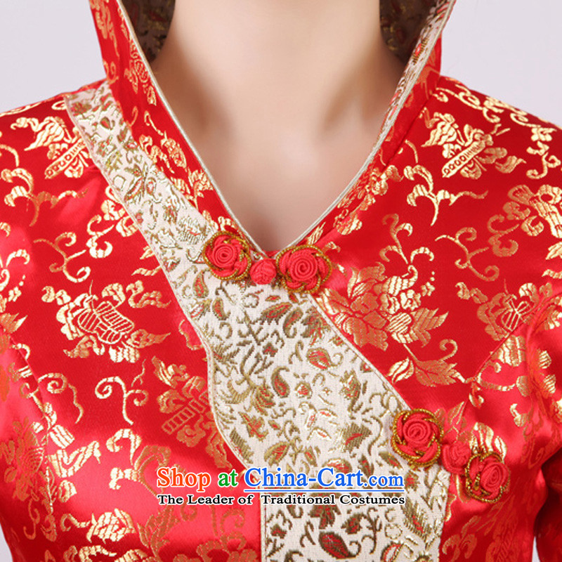 2015 new retro red autumn and winter load bride wedding dress long sleeved qipao toasting champagne 7 services according to the Swedish Red, l (YILAINA) , , , shopping on the Internet