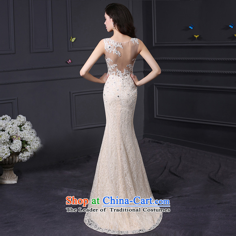 Custom dresses dressilyme 2015 new lace crowsfoot before opening the forklift truck and round-neck collar Sau San package reception party wedding dresses evening champagne color XL,DRESSILY OCCASIONS ME WEAR ON-LINE,,, shopping on the Internet