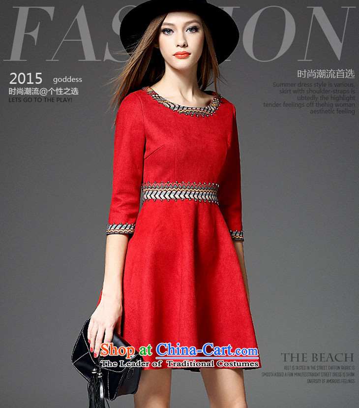 The OSCE Poetry Film 2015 autumn and winter new women's heavy industry staples pearl embroidery suede 7 cuff dress dresses red door onto bows bridesmaid at black S picture services, prices, brand platters! The elections are supplied in the national character of distribution, so action, buy now enjoy more preferential! As soon as possible.