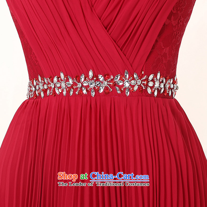 Custom dresses dressilyme 2015 new wine red chiffon like Susy Nagle diamond belt V-Neck lace reception party wedding party services deep red XXL,DRESSILY bows OCCASIONS ME WEAR ON-LINE,,, shopping on the Internet