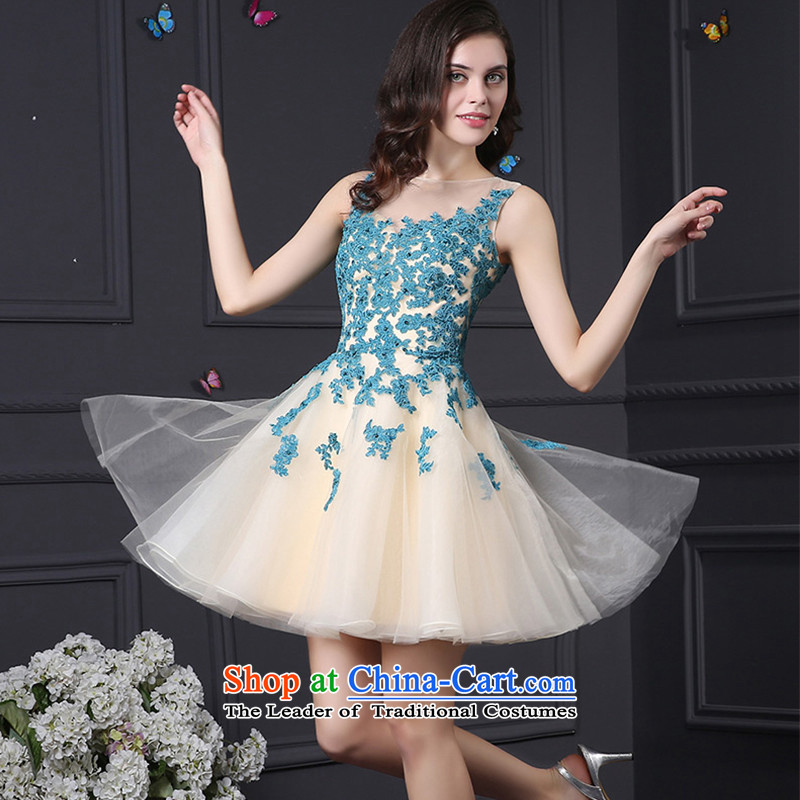 Custom dresses dressilyme 2015 New Tulle lace back short of Princess round-neck collar reception party wedding dresses bows service evening sky blue XL,DRESSILY OCCASIONS ME WEAR ON-LINE,,, shopping on the Internet