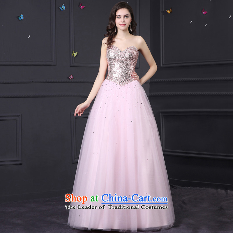 Custom dresses dressilyme 2015 new wiping the chest straps diamond long princess bon bon reception party evening dress bows service weddingXXXL Pink