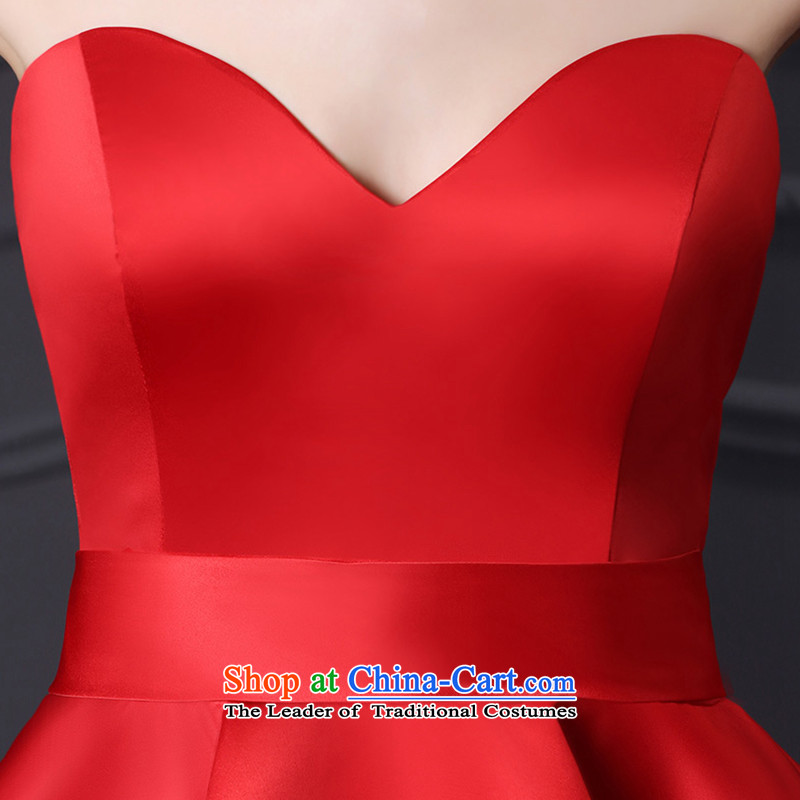 Custom dresses dressilyme 2015 new red satin chest wiping the long reception party wedding dresses bows service evening bridesmaids custom color XXS,DRESSILY OCCASIONS ME WEAR ON-LINE,,, shopping on the Internet
