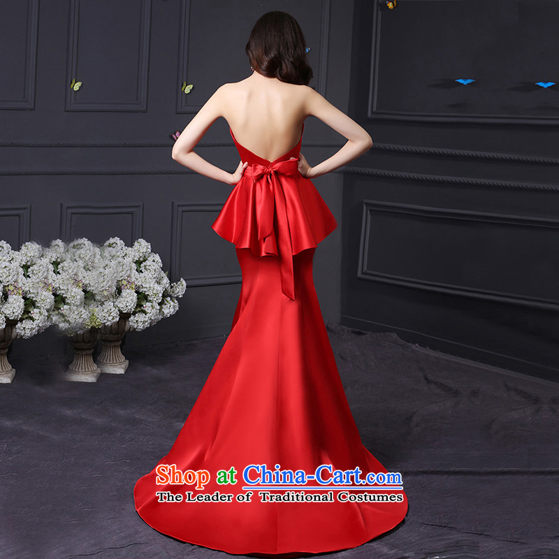 Custom dresses dressilyme 2015 new red satin chest wiping the long reception party wedding dresses bows service evening bridesmaids custom color XXS,DRESSILY OCCASIONS ME WEAR ON-LINE,,, shopping on the Internet