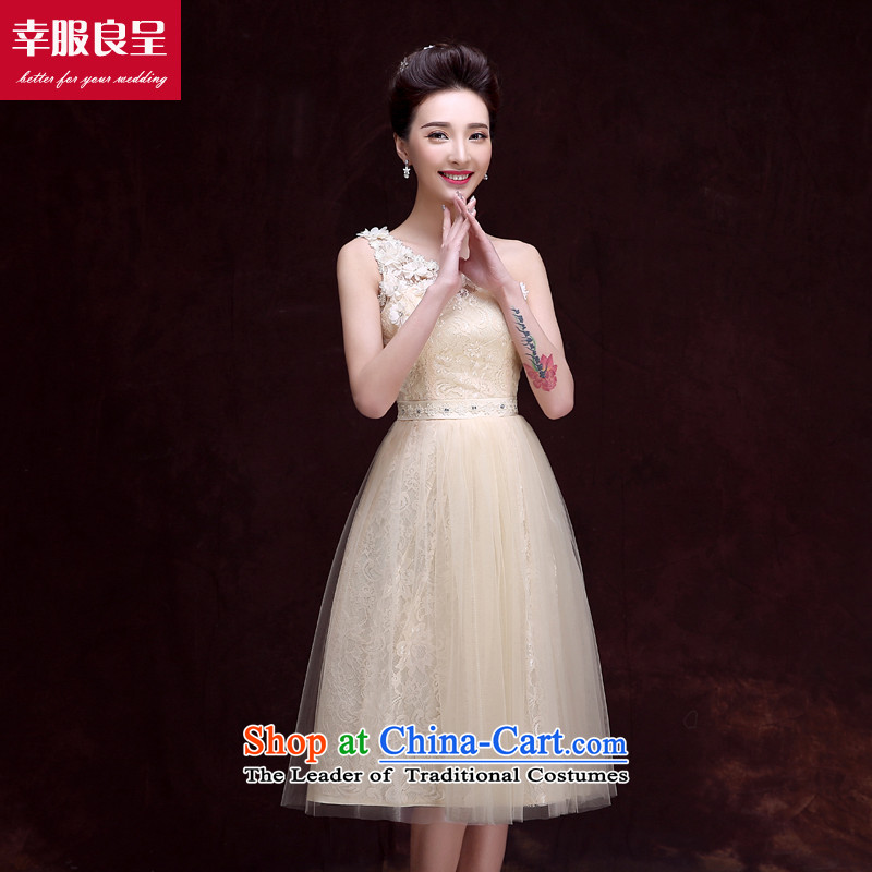 The privilege of serving-leung bridesmaid dress 2015 new bridesmaid to champagne color in the medium to long term in a small dress bridesmaid mission sister skirt dress A shoulder in long -609-, champagne color bridesmaid 2XL, services of services-leung , , , shopping on the Internet