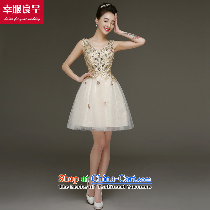 The privilege of serving-leung bows services evening dresses 2015 new bride dress small dress female short of marriage, sister skirt champagne color , L, a service-leung , , , shopping on the Internet