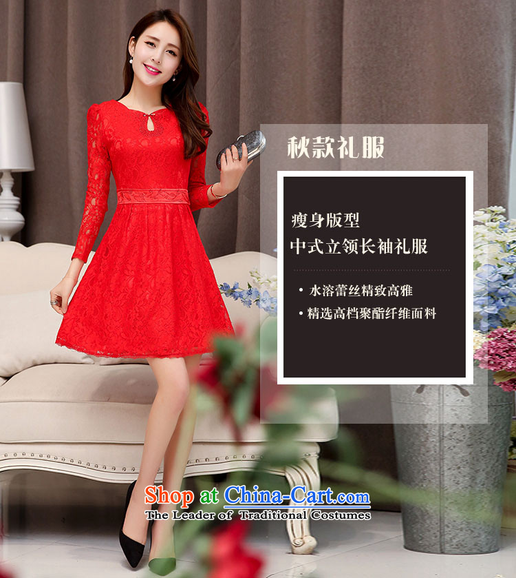 The autumn 2015 Ms. new Wristband engraving lace Sau San video thin dresses Chinese collar long-sleeved gown RED M picture, prices, brand platters! The elections are supplied in the national character of distribution, so action, buy now enjoy more preferential! As soon as possible.