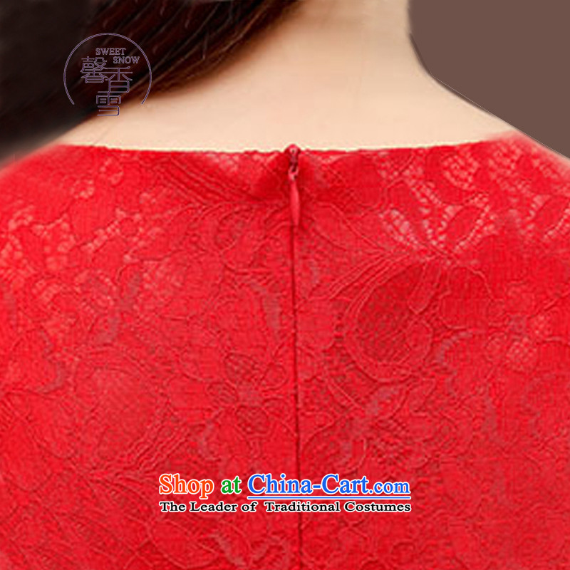The autumn 2015 Ms. new Wristband engraving lace Sau San video thin dresses Chinese collar long-sleeved gown RED M fragrant incense XINXIANGXUE Xue () , , , shopping on the Internet