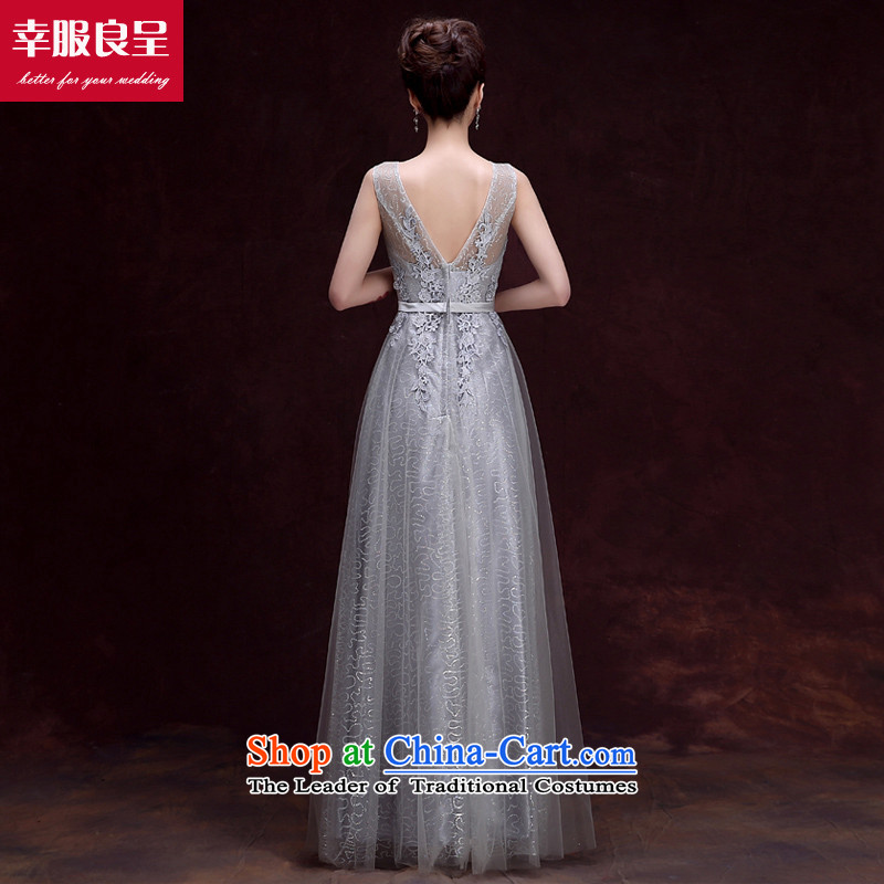 The privilege of serving-leung evening dresses 2015 new bride bows long bridesmaid sister skirt Ms. banquet service gray long 2XL, privilege service-leung , , , shopping on the Internet