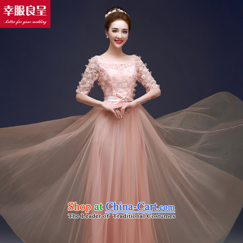 The privilege of serving-leung evening dresses long 2015 annual meeting of the new protocol moderator bride marriage ceremony service bows stylish pinkS