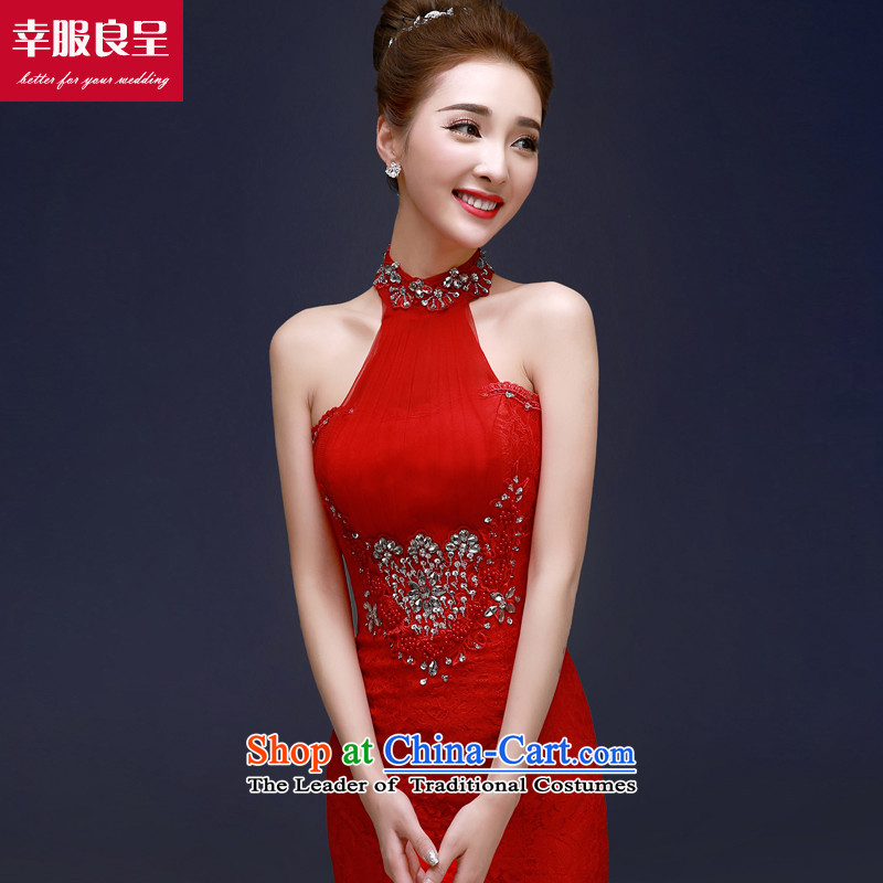 The privilege of serving-leung evening dresses 2015 new red bride wedding dress annual meeting of persons chairing the banquet crowsfoot Red 2XL