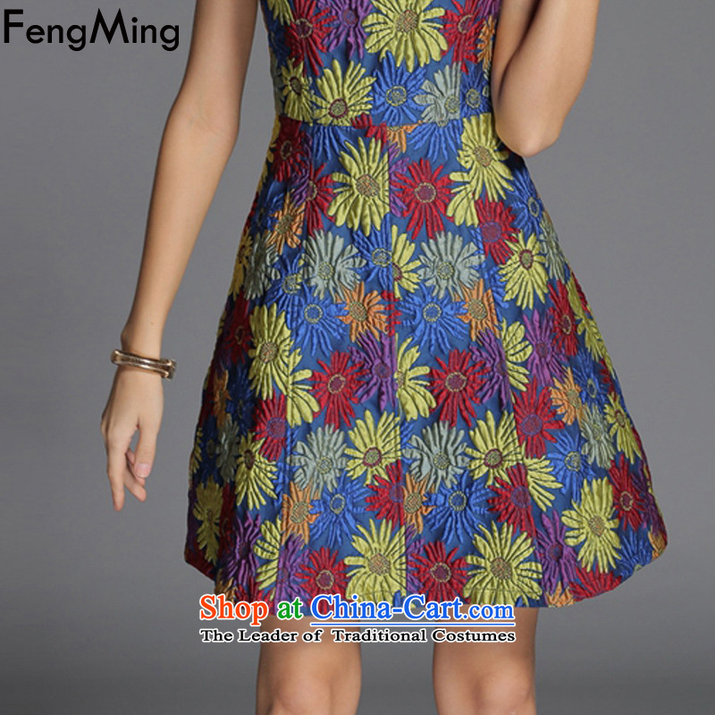Hsbc Holdings plc Ming autumn and winter 2015 vest skirt) with stars dress stereo flowers Sau San dresses Dark Blue M Fung Ming (fengming) , , , shopping on the Internet